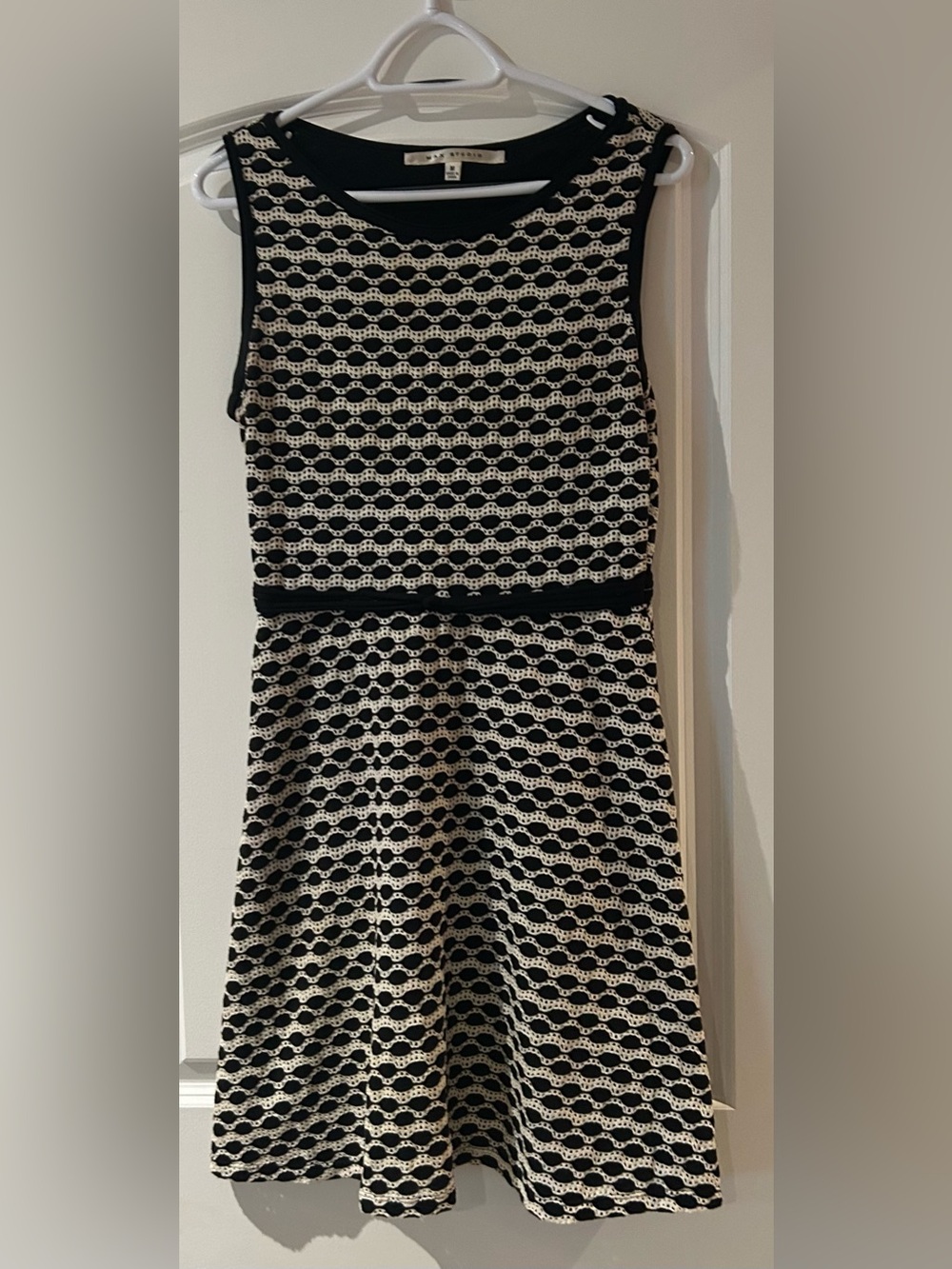 Max Studio Black and White Textured Midi Dress